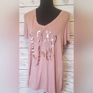 #1517 Utopia XOXO Y'all pink rose tunic sz L